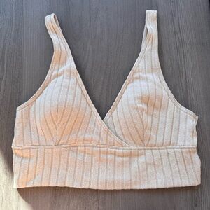 Gilly Hicks Cream Ribbed Bralette size L